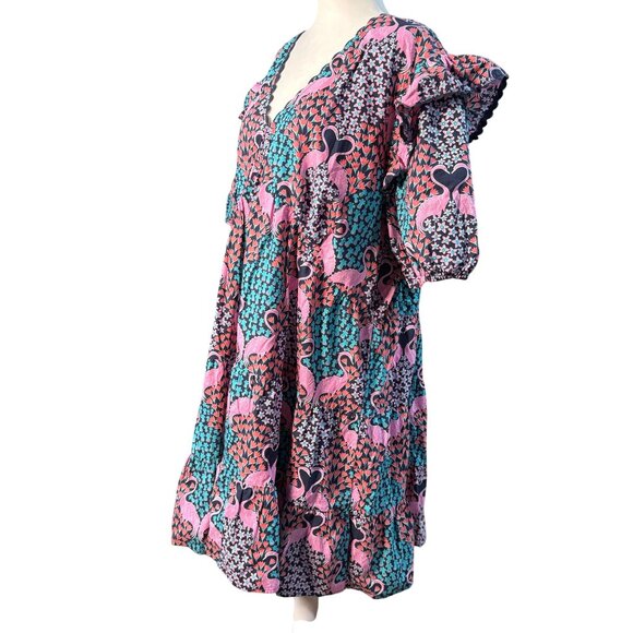 NEW Simply Southern Womens XL Ruffle Sleeve Flamingo Dress 100% Cotton Boho Chic - Picture 5 of 14